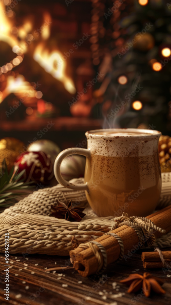 Cozy Latte by the Fireplace for Winter Comfort Cozy Latte by the Fireplace for Winter Comfort