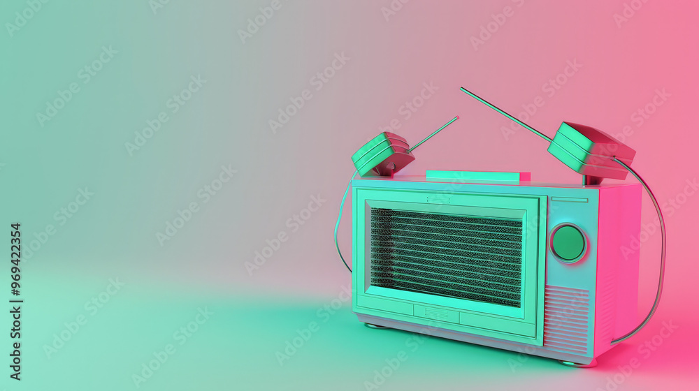 Obraz premium retro radio and cassette player, 80s and 90s radio