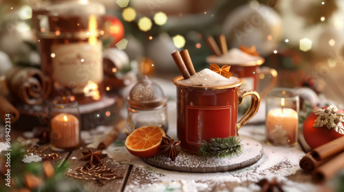 Wallpaper Mural Christmas Hot Beverage with Cinnamon and Orange in Festive Setting Torontodigital.ca