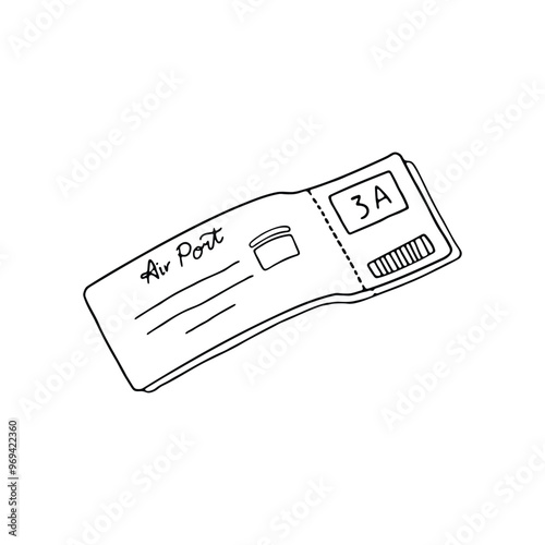 hand-drawn illustration of an airplane ticket