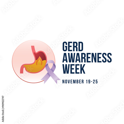 GERD Awareness Week vector design template good for celebration usage. GERD Awareness Week design. vector ribbon. flat design. eps 10.