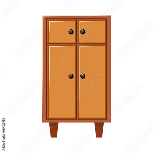 wooden cabinet vector illustration isolated on white background