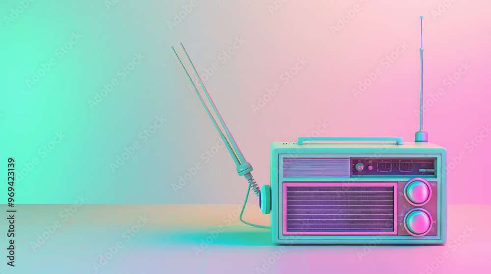 Obraz premium retro radio and cassette player, 80s and 90s radio