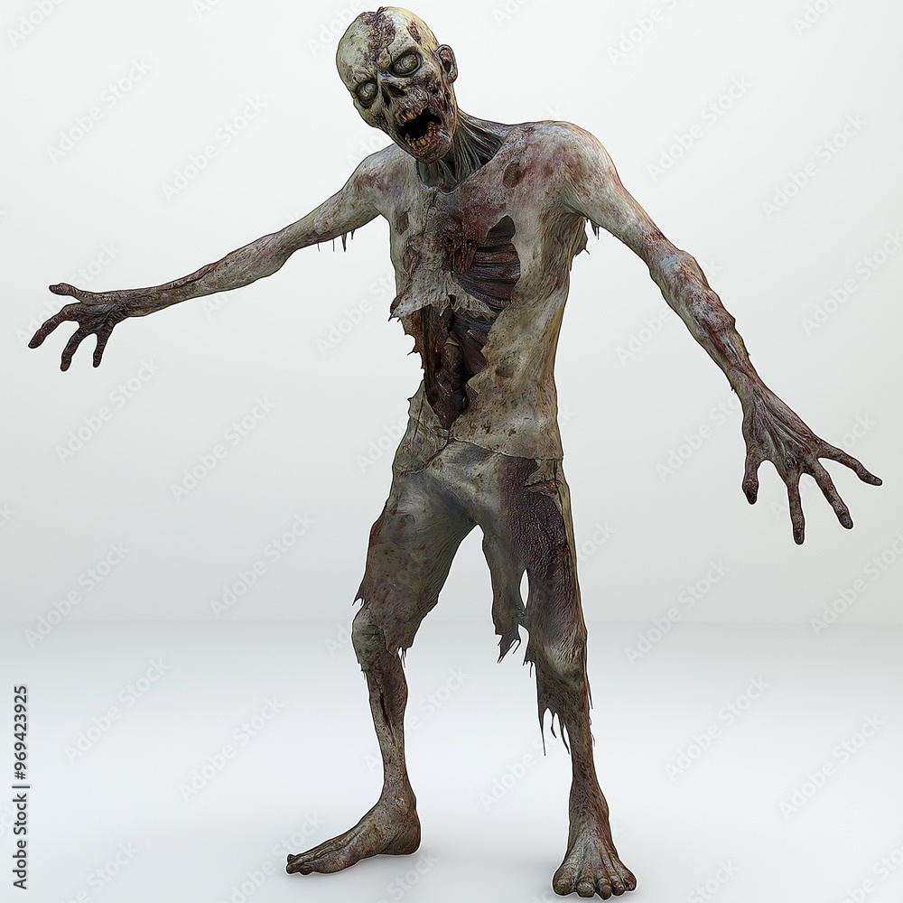 3D Zombie halloween character with torn clothes 3D Zombie halloween character with torn clothes