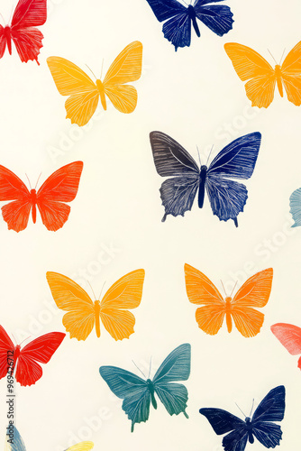 Colorful illustration of butterflies. Multi-color butterfly illustration.