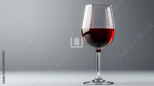 A glass of red wine exudes richness against a soft grey backdrop.