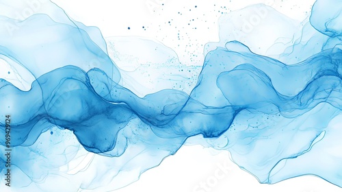 Light blue watercolor background with abstract liquid shapes