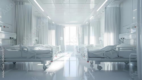  Clean Hospital Room with Soft Daylight for Healthcare Background