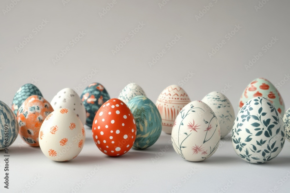 Gathering of hidden easter eggs on light background