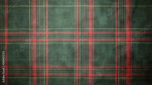 Textile fabric featuring green plaid with red and yellow stripes