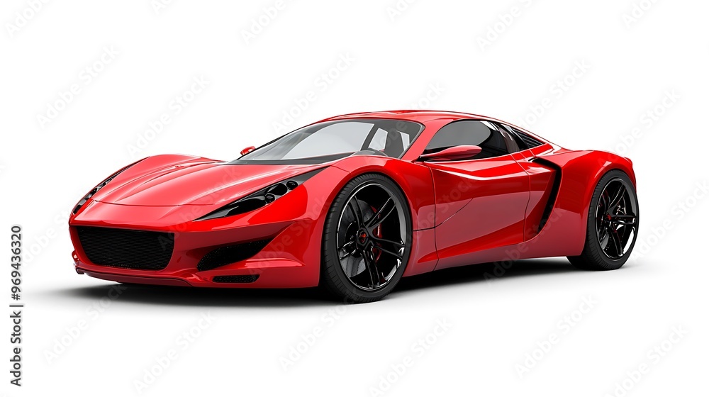 A red sports car concept design shines with sleek lines and aerodynamic prowess. A red sports car concept design shines with sleek lines and aerodynamic prowess.