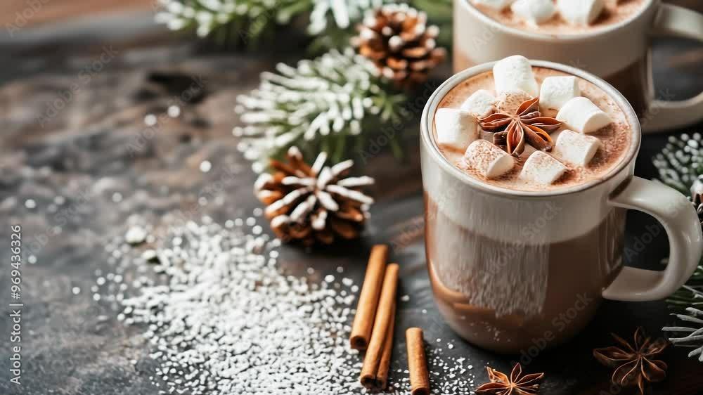 Cozy Hot Chocolate in Winter Setting Cozy Hot Chocolate in Winter Setting
