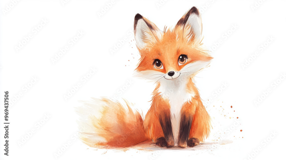 Fototapeta premium Cute Watercolor Fox.