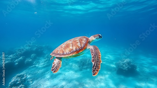 Sea Turtle Swimming in the Ocean