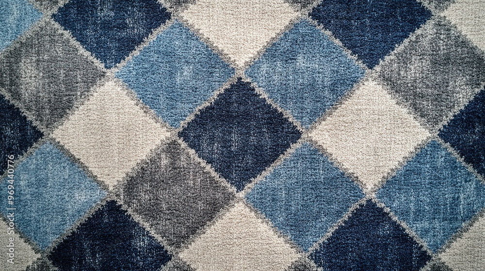 Fototapeta premium Classic argyle pattern with diamonds in muted shades of grey and blue