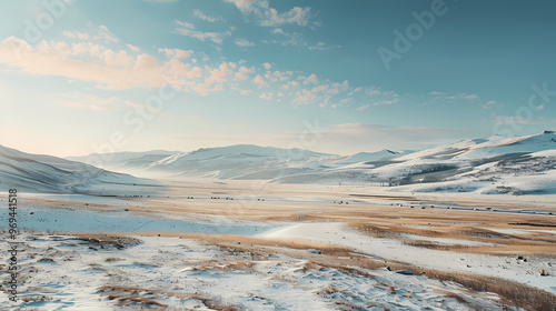 Snowy Wilderness with Rolling Hills for Commercial Background