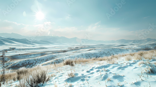 Snowy Wilderness with Rolling Hills for Commercial Background