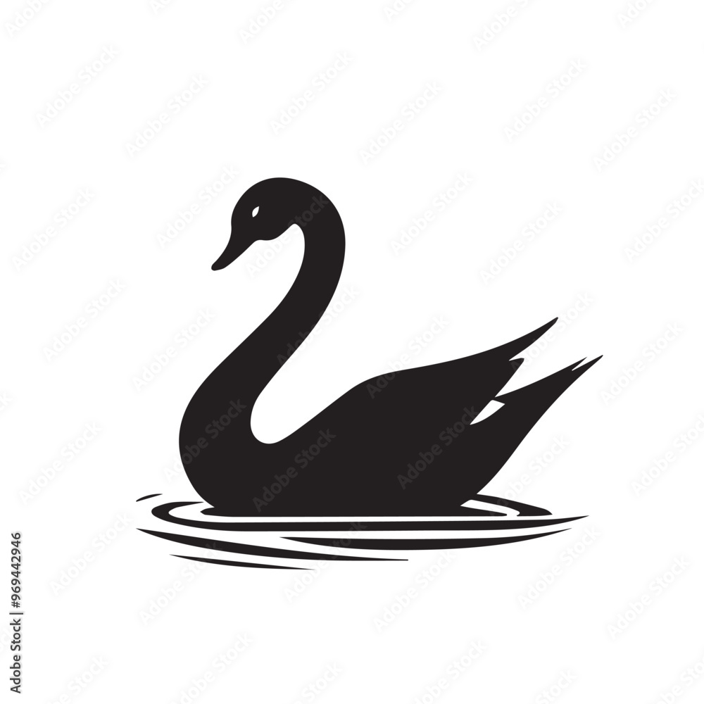Swan in cartoon, doodle style . Image for t-shirt, web, mobile apps and ui. Isolated 2d vector illustration in logo, icon, sketch style, Eps 10, black and white. AI Generative