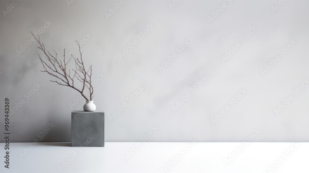 Vase with dry branch stick architecture plant wall. Vase with dry branch stick architecture plant wall.