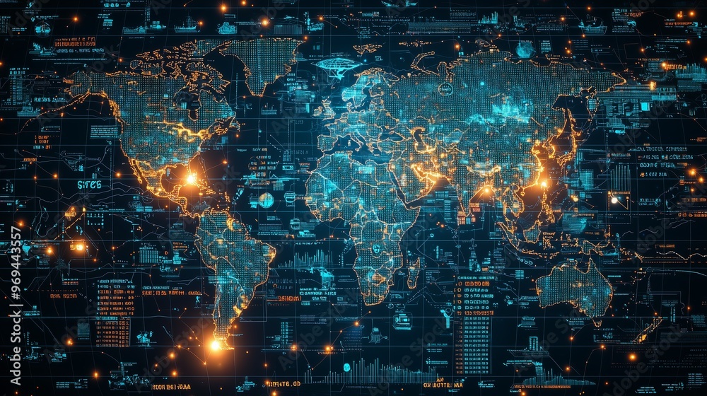 Obraz premium Illuminated Pathways of Global Commerce