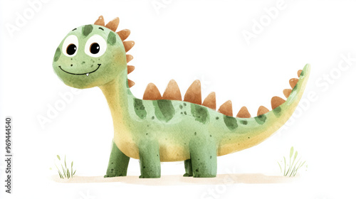 Cute Green Dinosaur.