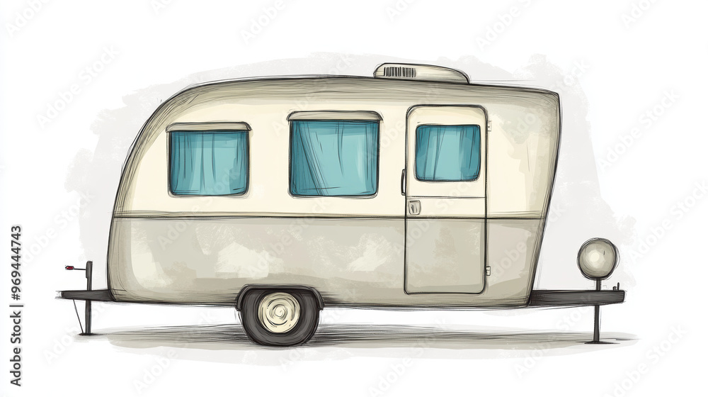 Fototapeta premium Vintage Camper Illustration.