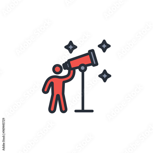 star gazing icon. vector.Editable stroke.linear style sign for use web design,logo.Symbol illustration.