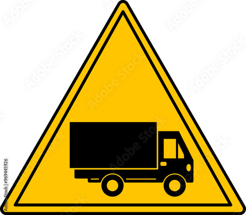Yellow Sign Heavy Truck Traffic Warning. Road Sign. Truck. Vector Icon