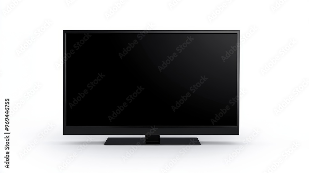 Smart TV with blank screen isolated on white background.