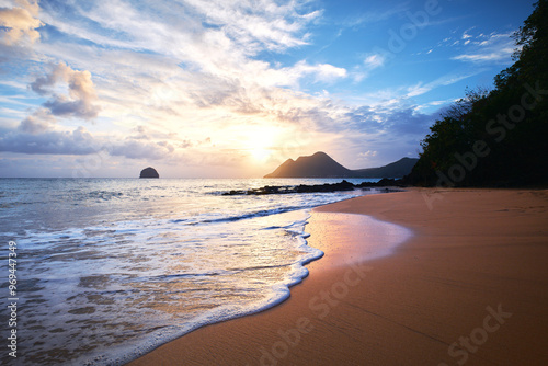 Fototapeta Naklejka Na Ścianę i Meble -  Colorful Sunset by the Sea Martinique Caribbean West Indies
