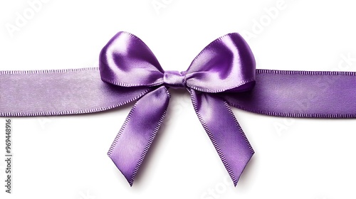 Elegant Purple Ribbon with Bow on White Background - High-Resolution Studio Shot with Vibrant Tones