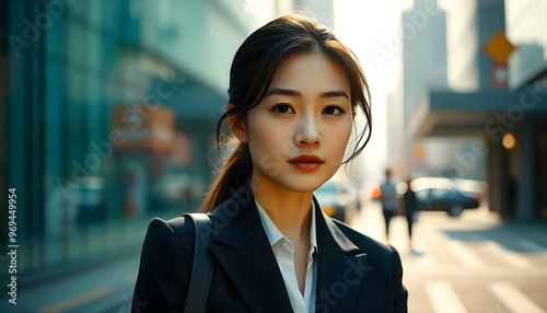 Chinese business woman at city