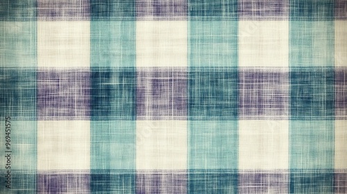 Colorful green and purple checkered fabric pattern on a soft background