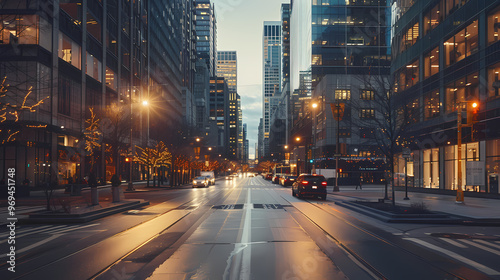 Modern City Street at Dusk for Professional Car Commercial