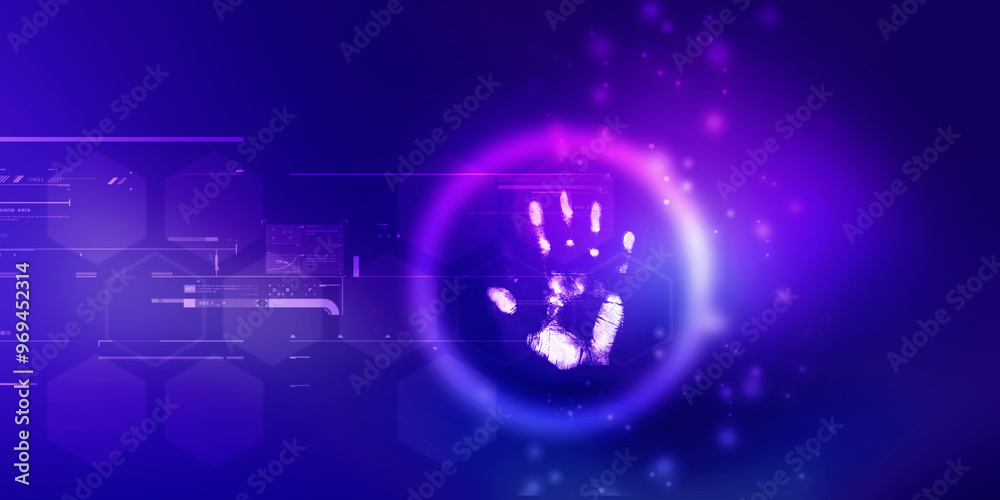 2d Illustration Fingerprint Scanning Technology Concept 
