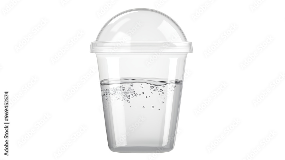 Transparent cup filled with clear water, featuring bubbles for a refreshing look, perfect for beverage-related themes. Transparent cup filled with clear water, featuring bubbles for a refreshing look, perfect for beverage-related themes.