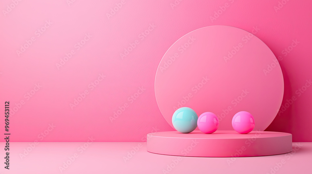 A vibrant composition featuring pastel colored spheres on a soft pink background, perfect for modern design and decor themes. A vibrant composition featuring pastel colored spheres on a soft pink background, perfect for modern design and decor themes.