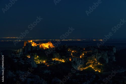 Medieval castle and village, Les Baux-de-Provence, Alpilles mountains, Provence, France photo