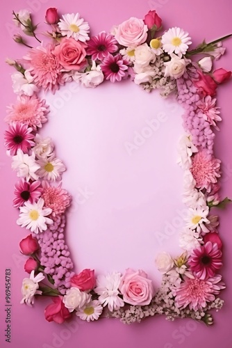 frame of pink flowers