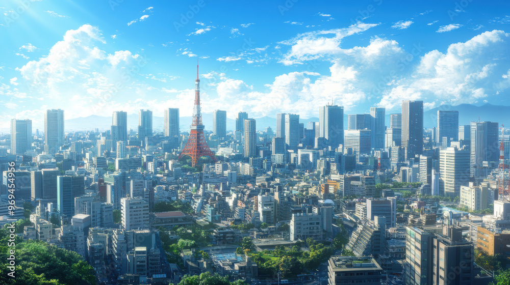 Fototapeta premium Tokyo Skyline with Tower.