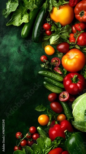 Fresh vegetables on colored background