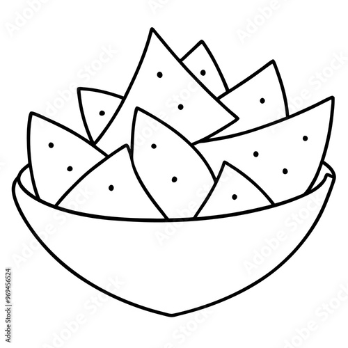 mexican snack nachos outline coloring book page line art drawing