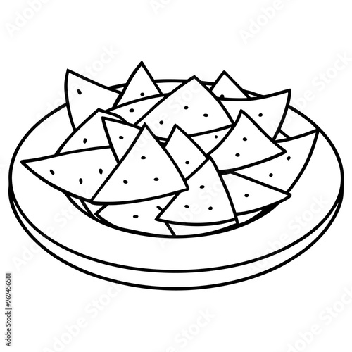 mexican snack nachos outline coloring book page line art drawing