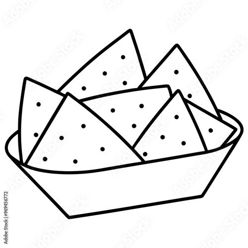 mexican snack nachos outline coloring book page line art drawing