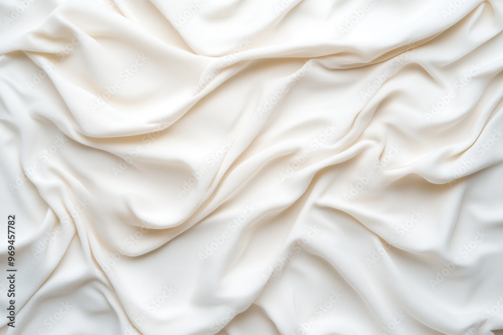 Soft white fabric with smooth folds and draped texture, abstract textile background Soft white fabric with smooth folds and draped texture, abstract textile background