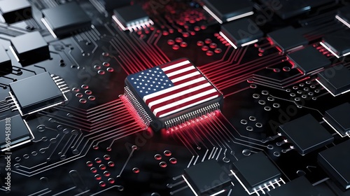 American Flag on Circuit Board