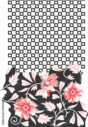Flower and geometric pattern, texture, background.