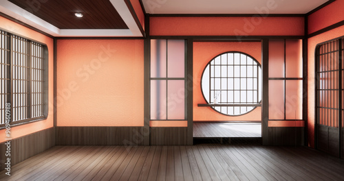 Lush lava empty room with decoraion .3D rendering