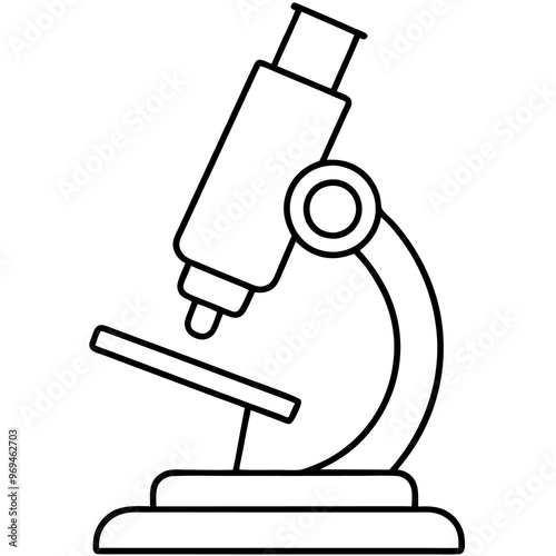 microscope in a doodle style outline coloring book page line art drawing