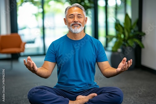 A prostate cancer patient participating in a mindfulness session, learning techniques to cope with stress and anxiety related to their diagnosis